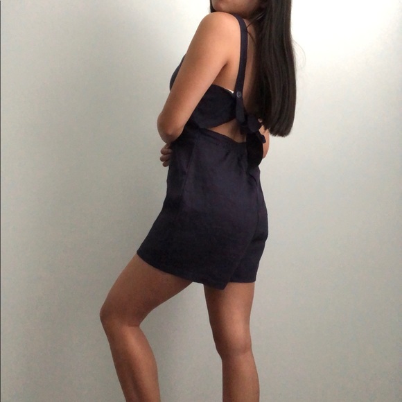 Pacsun Navy Blue Linen Romper - Picture 4 of 8